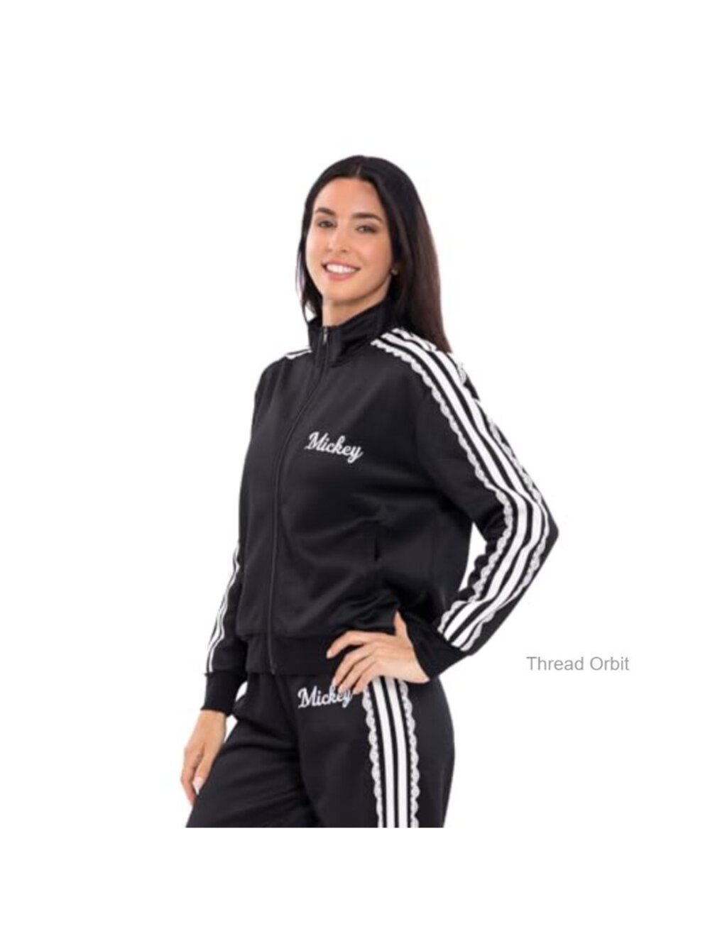 Disney Zip-Up Track Jacket Mock Neck Ribbed Cuffs Casual Outerwear